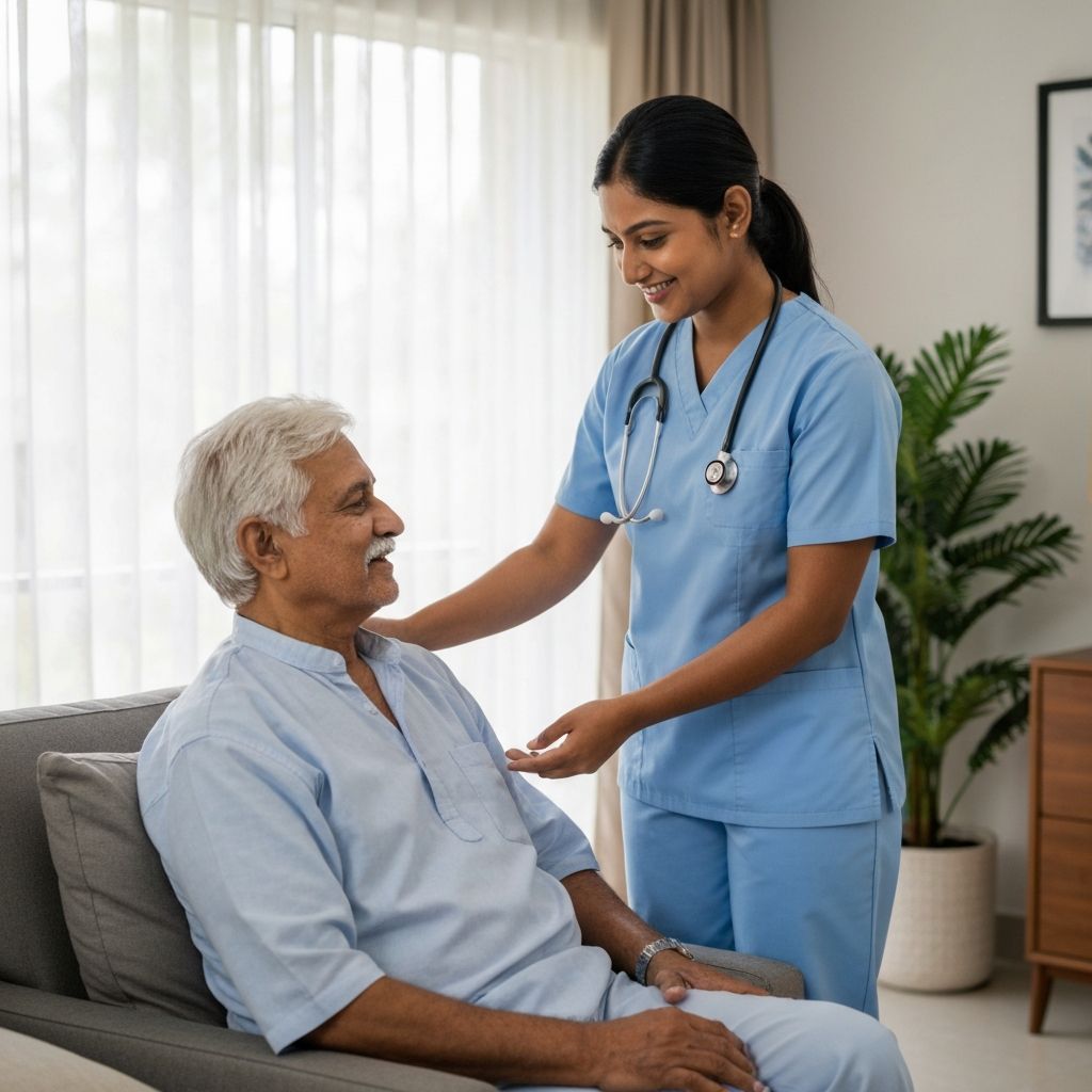 Mahalaxmi Nurses Bureau - Professional nurse caring for elderly patient at home